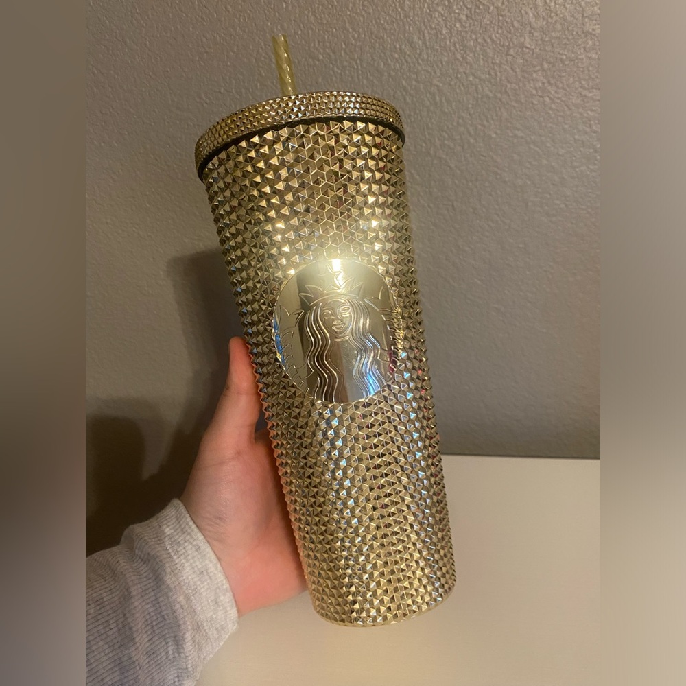 Starbucks Holiday Metallic Gold Diamond Studded Venti Tumbler 24 oz.